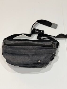Waterfly Grey Canvas Waist Bag Fanny pack with 2 Zippers &headphone hole